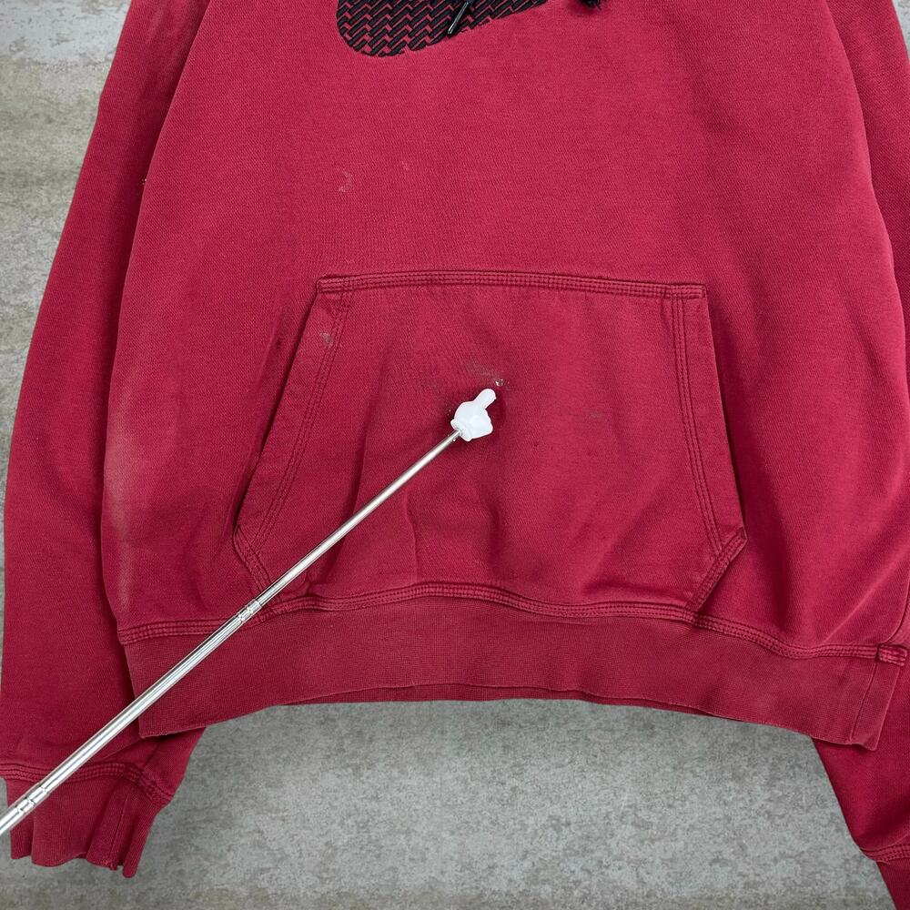 Vintage Y2K Nike Hoodie Mens M Red Black Swoosh Cotton Pullover - Picture 5 of 6